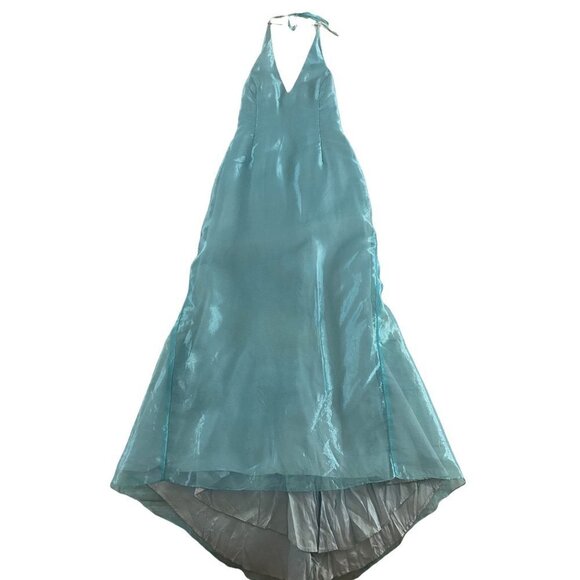 Vintage Jessica McClintock For Gunne Sax 80's Blue Chiffon Mermaid Gown - 11